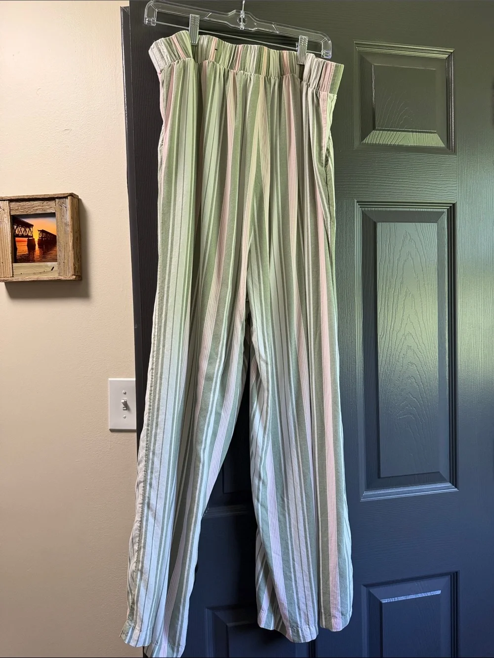 torrid Striped Wide-Leg Women’s Pants - Green & White & Pink - Picture 5 of 5
